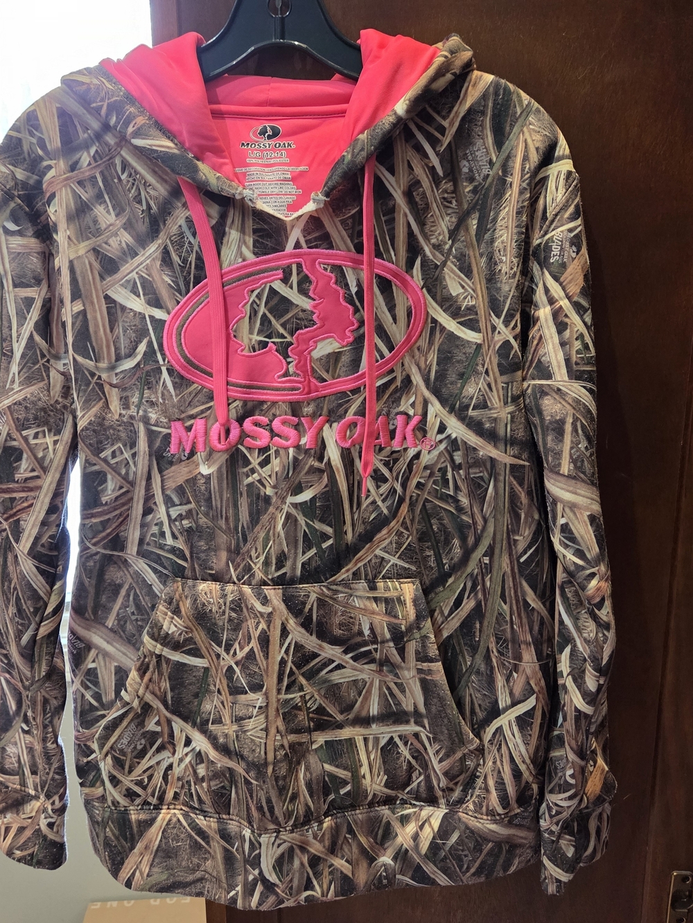 Mossy Oak Camo Hoodie with Pink Logo